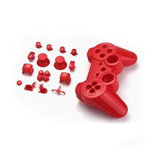 SODIAL R  Funda Carcasa Reemplazo para Mando Inalambrico PS3 Color Rojo