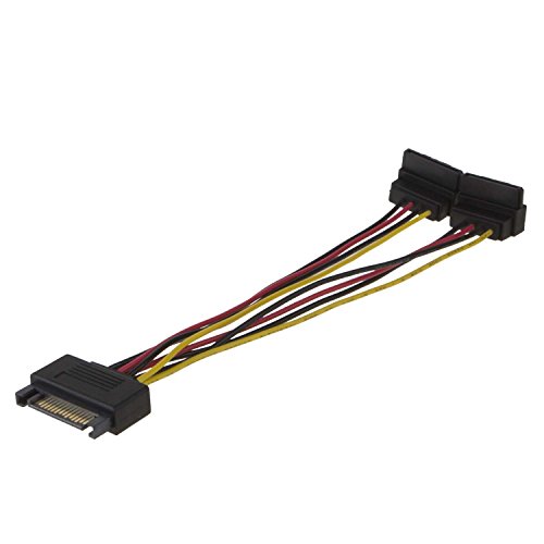 SATA Power Kabel, cablecreation [2er Pack] 6 SATA 15 Pin männlich auf 2 x SATA 15 Pin Down Winkel Buchse Power Splitter Kabel - 4
