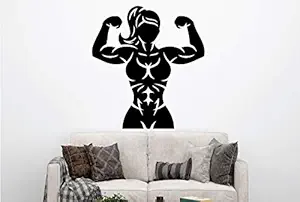 VVWV Women Gym Wall Stickers for Home Living Kids Bed Room Hall Kitchen Wall Decor Stickers PVC Vinyl Decals L X H 50 X 80 CMS