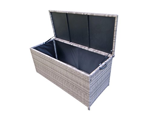 Polyrattan Kissenbox „Store Grey“ mit zwei leicht laufenden Rollen in grau – taupe von Pure Home & Garden, 126 x 60 x 56 cm - 2