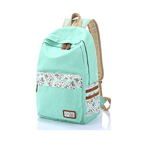 Evay Canvas Rucksack Retro Vintage Stil Bunte Polka Dot Daisy Blume Schulrucks  cke Schule Tasche f  r Damen und Herren Leichte Niedlichen Wasserdicht
