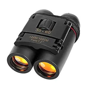 MORE BUY 30x60 Folding Binocular HD Red Coated Film Lens Telescope Low Light Level Night Vision 126M/1000M for Safari Tour, Camping, Star Gazing and Trekking