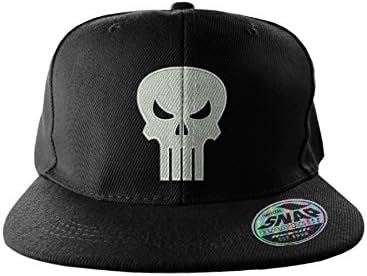Officially Licensed Merchandise The Punisher Embroidered Adjustable Size Snapback Cap (Black)