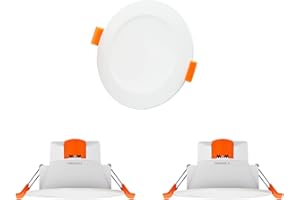 ‎ENUOTEK ENUOTEK 8W LED Kleine Einbauleuchten Decke Einbaustrahler Flach Feuchtraum LED 230V Dimmbar Lichtfarbe Einstellbar IP44 für Bad Küche 2,5 Zoll Deckenloch Durchmesser 75-90MM 3er Lampen