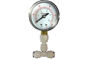 The Water Filter Men Indicateur de pression d'aquarium RO Système d'osmose inverse avec 1/4 Tubes de tuyaux