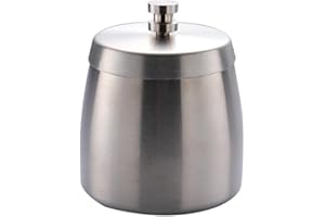 SNOWCHECKING Stylish Indoor and Outdoor Soot Collector with Lid, Windproof and Smell Proof, Easy to Clean Stainless Steel Construction (Silver)