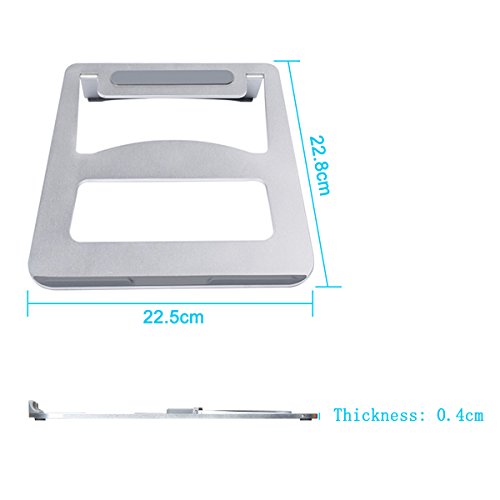 XFAY Ergonomic Aluminium Portabler Kühlend Laptopständer Notebookständer für Laptops, Notebook PC, MacBook (Silber) - 8