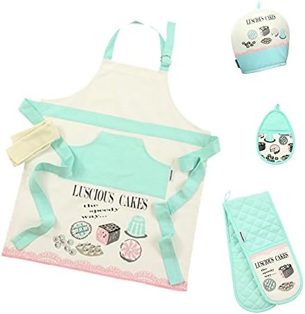Good Housekeeping Apron, Double Oven Glove, Pot Holder and Tea Cosy Set in Mint