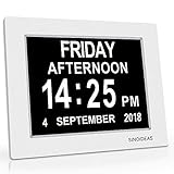  SINOIDEAS - Reloj Digital de día con Calendario, con Marco de Fotos Digital, tamaño Extra Grande, día y Mes para Personas Mayores con discapacidad Visual, persianas de Anciano Alzheimer