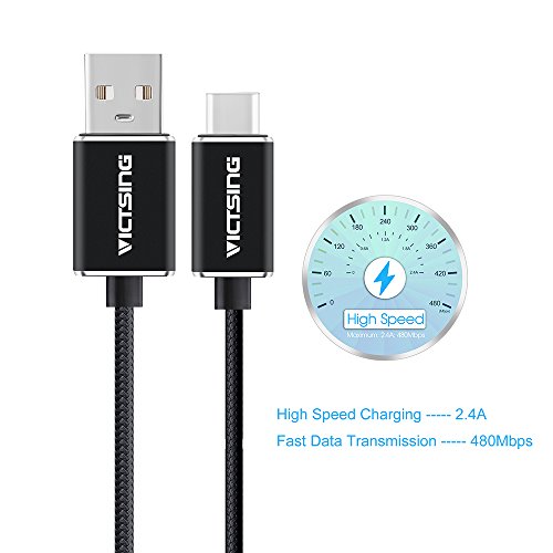 VicTsing 1m USB 3.1 Typ C Type C auf USB 2.0 Männlich to Männlich Nylon Braided Kabel Adapter mit Reversiblen Connector für Macbook 12inch 2015, ChromeBook Pixel, Nokia N1, Nexus 5x Nexus 6P usw. – Schwarz - 4