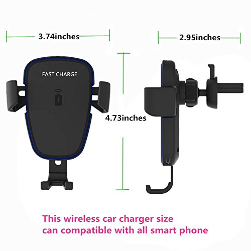 Caricatore Auto Wireless, AOSANG Qi auto ricarica dock Mount Air Vent Phone Holder per iPhone 8/8 Plus/Samsung Galaxy Note 8/S8/S8 x +/S7/S6 Edge +/Note 5 e tutti i telefoni Qi Enable