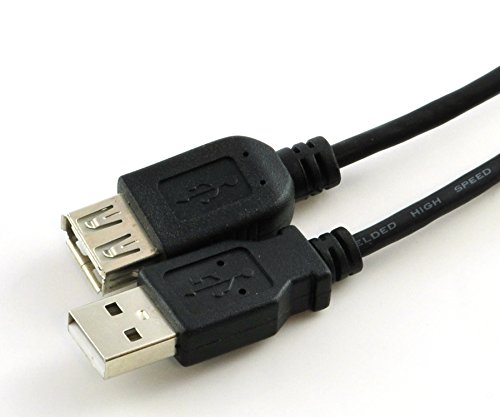 RHOMBUTECH® - 5m Premium USB 2.0 Hi-Speed Kabel, Verlängerungskabel, A-Stecker auf A-Buchse, Datenkabel, Anschlusskabel, doppelt geschirmt (5m, schwarz)