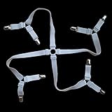 Toweter 3-Way unter Matratze Bett / Bettlaken Verschluss verstellbar, kreuz und quer Bettlaken Bänder Hosenträger, slipcover Verschluss, langen Riemen Clip Bands(White)