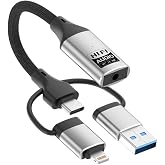 Coverzone Lightning Type-C USB Girişli 3.5mm Hi-Fi Ses D&ouml;n&uuml;şt&uuml;r&uuml;c&uuml; Adapt&ouml;r | DAC &Ccedil;ipli Harici Ses Kartı | Kulaklık Mikrofon D