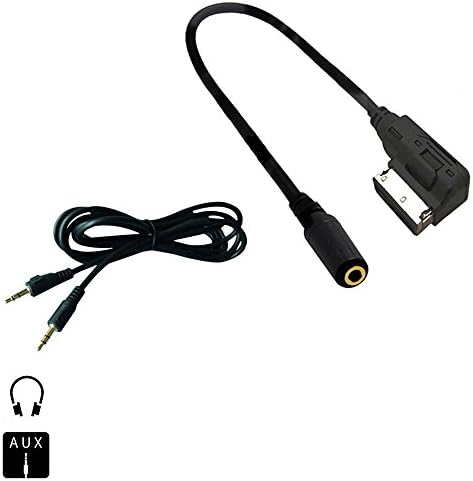 Car Auxiliary Audio Cable, Female Aux input Connect 3.5 mm Devises iPhone 7 6s 6 SamSung for Audi A1 A3 A4L A5 A6L A8 Q3 Q5 Q7 TT &amp; Volkswagen VW Tiguan GTI Golf Polo CC Passat Skoda (Audio male)
