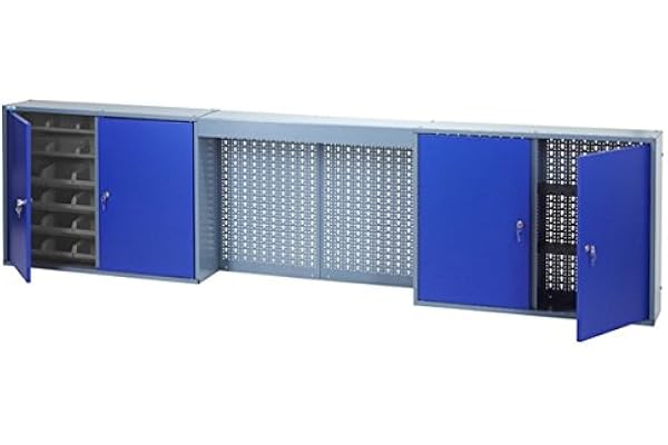 Kupper – Armoire murale 4 portes 4 étagères et 36 boites de rangement bleu marine