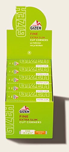 Gizeh Fine Extra Slim Zigarettenpapier Papers Cut Corners 100x Heftchen/Booklets (2 Boxen)