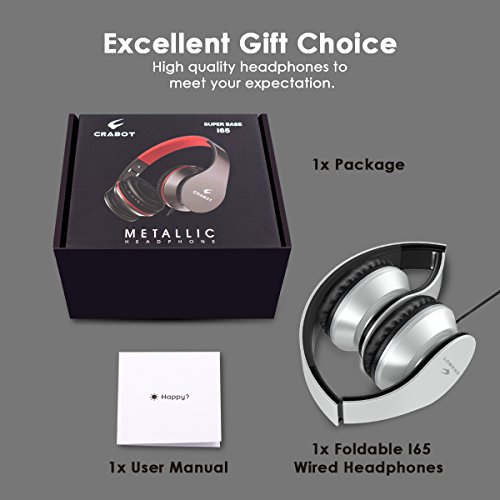 Crabot I65 On Ear KopfhÃ¶rer Tragbarer und Faltbarer Headset mit Mikrofon LautstÃ¤rkeregelung Freisprech-und Faltfunktion bequemen verstellbaren Ohrmuscheln geeignet fÃ¼r iPhone Smartphones PC und MP3