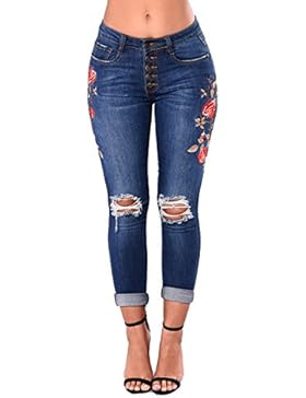 LHWY Le Donne Magre Slim Pantaloni Angolo Ricamati I Piedi Piccoli Elastica Jeans