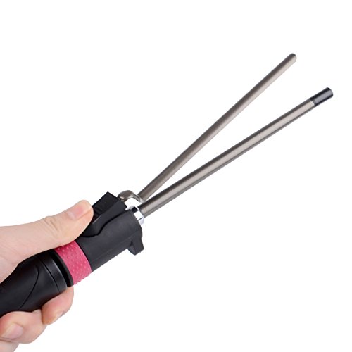 CkeyiN® Hair Curler Ceramic Curling Iron Wand Barrel Curling Styling Tongs 360 Degree Rotating Clip 5 Temperature Adjustable for Men Women (9mm)
