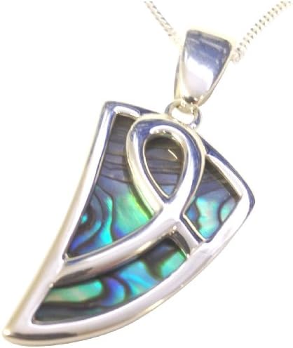 Sterling Silver Celtic Knotwork Necklace Set With Abalone Shell On Extending Chain - Gift Boxed