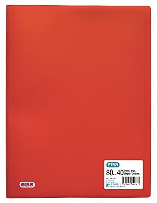 Elba Pochette de 40 Protège-documents souples 80 vues en polypropylène opaque A4 Rouge