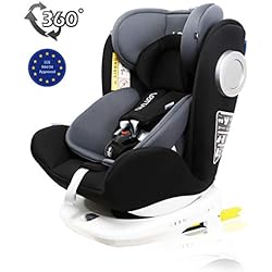 LETTAS Siège Auto 360° Pivotant Groupe 0+1/2/3 (DE 0 à 36 kg/0 Mois 12 Ans) avec ISOFIX Top Tether Protection Contre Les Impacts Latéraux ECE R44/04