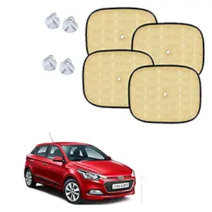 Car Adorable Beige Sun Shades for Side and Rear Window for Hyundai Elite i20 (Set of 4)
