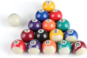 BOROCO Mini Pool Balls Set,16Pcs Eco‑friendly 38mm Spots and Stripes Billiard Balls Set,Resin Children Table Snooker Balls,Mini Table Pool Accesssories for Home Party Kid Games
