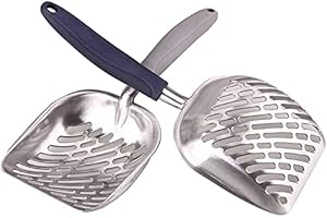 AOI Cucchiaio per Gatti, Robusta vaschetta Metallica Cucchiaio per Scoop Durevole Impugnatura Pet Kitty per Cani Potter Scooper Pet Vanga per (14"x 5.5" x 1.67"Invio Casuale Blu, Bianco, Nero)
