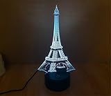 SmartEra® 3D optische Täuschung Eifelturm Beleuchtung Nacht 7 Farbwechsel USB Touch Taste LED Schreibtisch Tabellen Licht Lampe Tischleuchte - 7