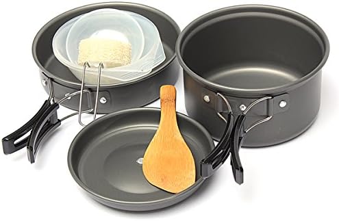 8 Pcs Cooking Pot Bowl Pan Set Backpacking Camping Cooking Hiking Picnic Outdoor Cookware \ Supplies Gadget Travel Traveling Shop Unisex Product Backpack Sports Stuff Outside Item Good