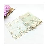 Stoffart: Voile. Wunderschöne bestickte Tüll-Spitze, Breite 14 cm, Spitzenstoff, DIY handgefertigte Spitze für Nähzubehör, bestickte Kleidung gebrochenes weiß