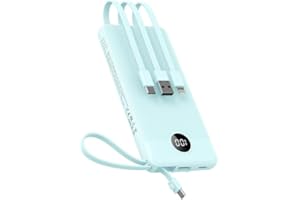 ‎VEEKTOMX Zewnętrzna bateria z wbudowanymi kablami, VEEKTOMX 10000mAh Zewnętrzna ładowarka Power Bank, 5 wyjść i zewnętrzna ładowarka LED Display do iPhone'a/iPada/Samsung i innych urządzeń inteligentnych