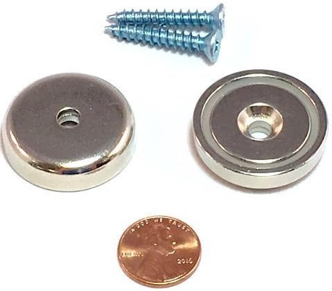 Manic Magnets 75 Lbs Pull Force ( 2 Pack ) 1.26Outside Diameter, CounterSunk Hole for #10 Bolt Size, Rare Earth Neodymium (N35) by Manic Magnets