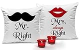 Tied Ribbons Karvachauth Gift Items Set Of 2 Printed Cushion (12 Inch X 12 Inch) With Inner Fillers And 2 Tealight Holders