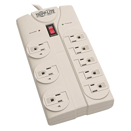 8 Outlet Surge Protector Power Strip, 8ft Cord Right Angle Plug, LIFETIME INSURANCE & $75K INSURANCE (TLP808)