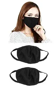 Suryavanshi World Anti-Pollution Dust Cotton Unisex Mouth Mask(Set Of 2) Black