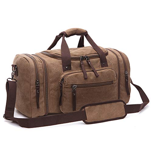 WIRABO Bolsa de Viaje Hombre la Lona Bolsa Fin de Semana Bolsa Deporte Grande Weekender Overnight Travel Carry On Bag