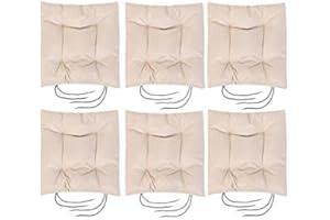 Gardenista Garden Chair Seat Cushion with Ties | Slip Free Hypoallergenic Tufted Pad | Water Resistant Thick Quality | Great for Indoors & Outdoors | Secure Ties (6 Piece, Stone)