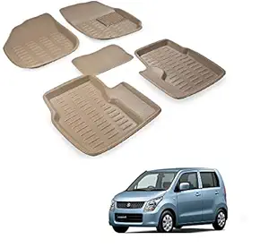 KOZDIKO TPE Car 3D Foot Mats for Maruti Suzuki WagonR Next gen (2019-Present) , Beige - Set of 5 Pcs, Large