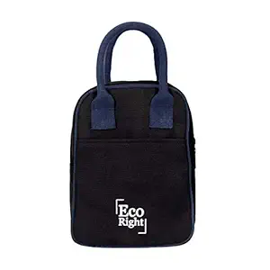 Eco Right Insulated Lunch Bag for Office Men, Women and Kids, Canvas Tiffin Bags for School, Picnic, Work, Black