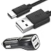 Produktbild Fosmon 2-Pack-Typ-C-Kabel mit KFZ-Ladegerät, 6 Fuß / 1,8 Meter Micro-USB-Sync/Charge Datenkabel und Dual Port Car Charger Bundle Pack für Galaxy Note 8 / S8 / Plus, LG V30 G6, Google Pixel 2 / XL