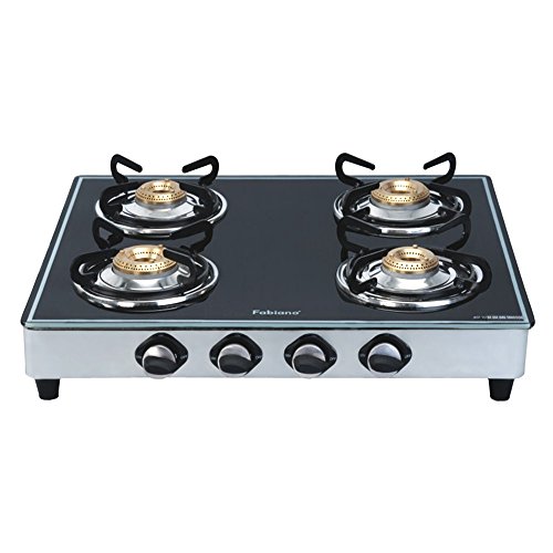 Fabiano Glasstop Gas stove- 4 burner with toughened glass and 100% brass burners RS.3355 (58.00% Off) - Amazon