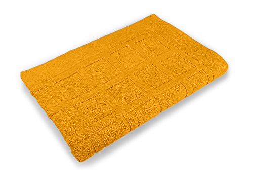 hochwertige Bio-Handtuchserie – erhältlich in 19 trendigen Unifarben oder 7 Streifen – in 7 verschiedenen Größen, 2er-Pack Badvorleger 50 x 80 cm, mangogelb - 7