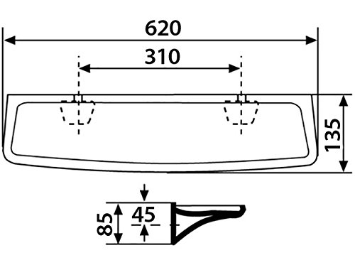 Badablage | 60 cm | Weiß | Ablage | Keramikablage | Duschregal | Wandregal | Badregal | Extra glatte Oberfläche Mit Überlaufschutz - 2