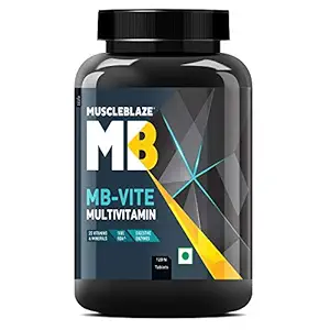 MuscleBlaze MB-Vite Multivitamin with Immunity Boosters and Digestive Enzymes, 100% RDA of Vitamin C, D, Zinc,120 Tablets