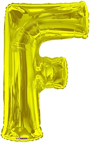 Kaleidoscope Jumbo Letter F Foil Mylar Balloon, Gold, 34"