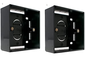 UKEA 2 Pack Black Surface Mount Backbox Single Gang 87 x 87 x 32 mm Electrical Pattress Back Box