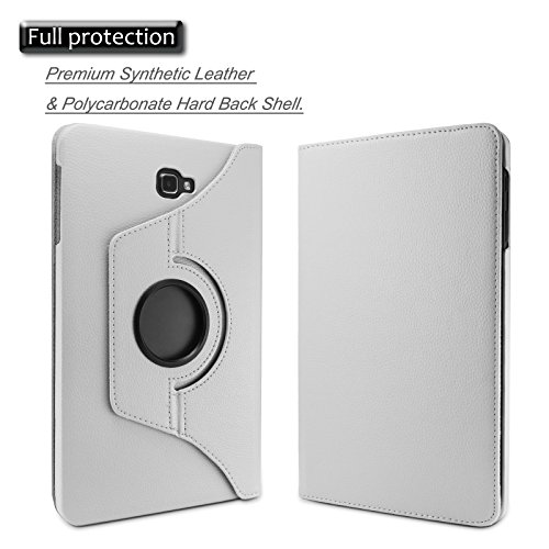 Samsung Galaxy Tab A 10.1 Hülle Case, Infiland PU Ledertasche lederhülle 360° Drehbarer Stand Smart Cover Case Schutzhülle Tasche Etui für Samsung Galaxy Tab A 10.1 Zoll (2016) Tablet-PC(mit Auto Schlaf / Wach Funktion)(Weiß) - 3